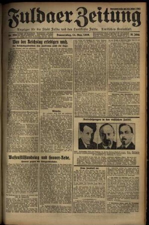 Erste Ausgabe vom Donnerstag, den 14. November 1929.
