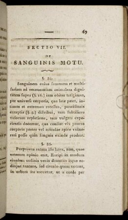 Sectio VII. De Sanguinis Motu