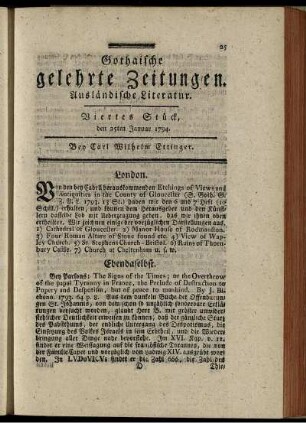 Viertes Stück, den 25ten Januar 1794.