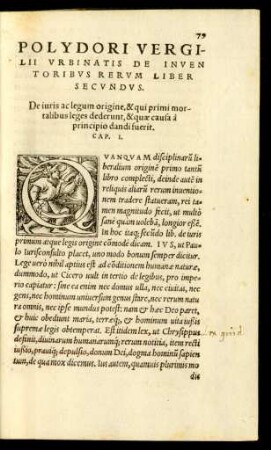Polydori Vergilii Urbinatis De Inventoribus Rerum Liber Secundus.