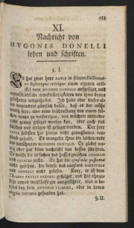 XI. Nachricht von Hugonis Donelli leben und schriften