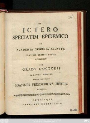 De Ictero Speciatim Epidemico