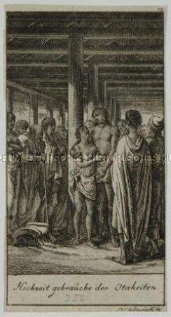 Illustrationsfolge "Hochzeits-Gebräuche bei verschiedenen Völkern", Blatt 12 (von 12) - erschienen im "Gothaischen Hofkalender" 1781