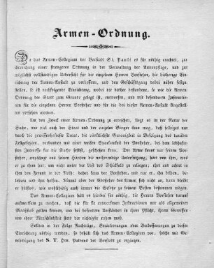 Armen-Ordnung.