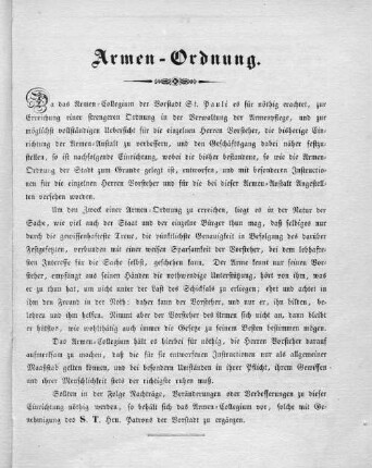 Armen-Ordnung.