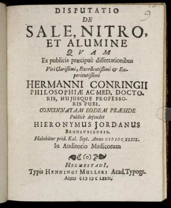 Disputatio De Sale, Nitro, Et Alumine