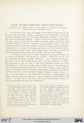 11: Eine spartanische Apollostatue : Vortrag gehalten am 27. September 1895 in der dritten allgemeinen Sitzung der 43. Versammlung deutscher Philologen und Schulmänner zu Köln