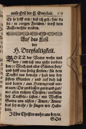 Auf das Fest der Dreyfaltigkeit.