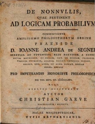 De Nonnvllis Qvae Pertinent Ad Logicam Probabilivm
