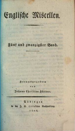 Englische Miscellen. 25. 1806