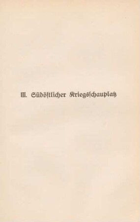 III. Südöstlicher Kriegsschauplatz