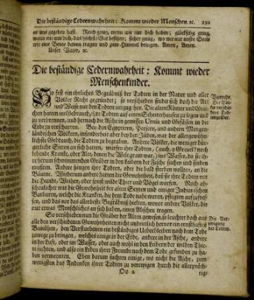 Die beständige Cedernwahrheit: Kommt wieder Menschenkinder.