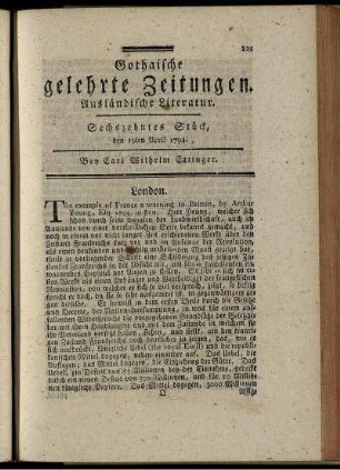 Sechszehntes Stück, den 19ten April 1794.