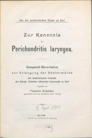 Zur Kenntnis der Perichondritis laryngea