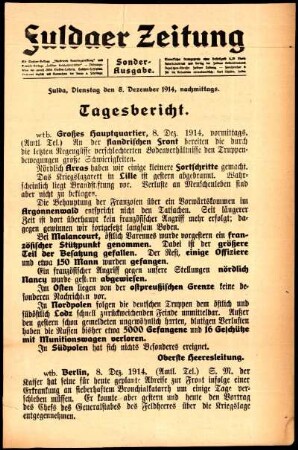 Ausgabe vom Dienstag, den 08. Dezember 1914.