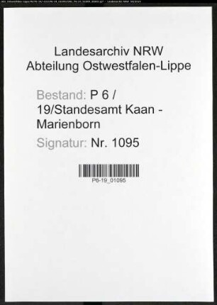 Sterberegister Standesamt Kaan-Marienborn