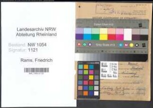 Entnazifizierung Friedrich Rams , geb. 13.12.1893 (Arbeiter)