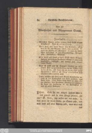 Von der Allwissenheit und Allgegenwart Gottes.