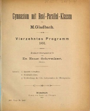 Programm. 1890/91