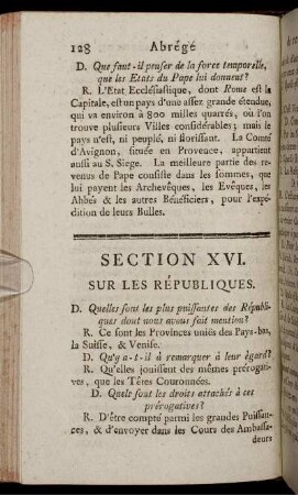 Section XVI. Sur Les Républiques. - Section XXI. Des Ordres De Chevalerie.