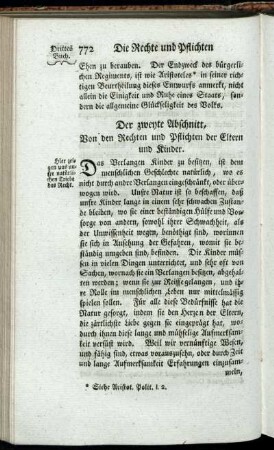 Der zweyte Abschnitt, Von den Rechten und Pflichten der Eltern und Kinder