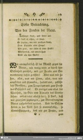 Eilfte Betrachtung. Von den Freuden der Natur