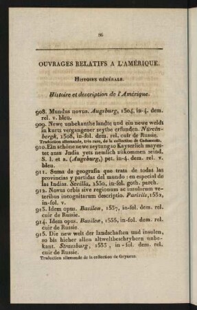 86-191, Ouvrages Relatifs a l'Amérique