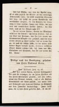 Predigt nach der Beerdigung