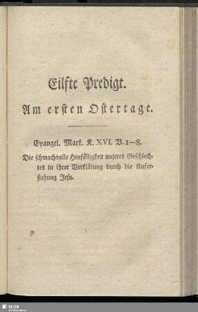 Eilfte Predigt. Am ersten Ostertage