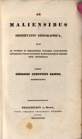 De Maliensibus : Dissertatio geographica