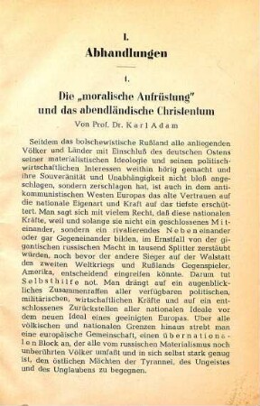 1-21 Die "moralische Aufrüstung" und das abendländische Christentum