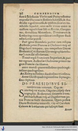 De Praesidibus Sicambrorum veterum Cap. IX.