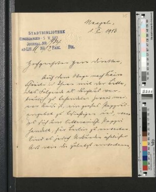 Brief von Prof. Schubart an Prof. Dr. Münzel, Berlin