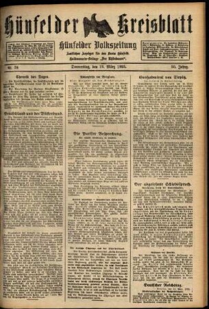 Ausgabe vom Donnerstag, den 19. März 1925.