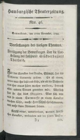 Nro. 46. Sonnabend, den 17ten November, 1792