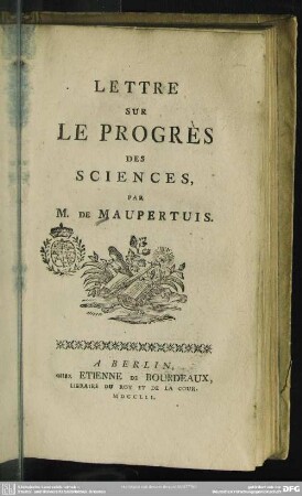 Lettre Sur Le Progrès Des Sciences