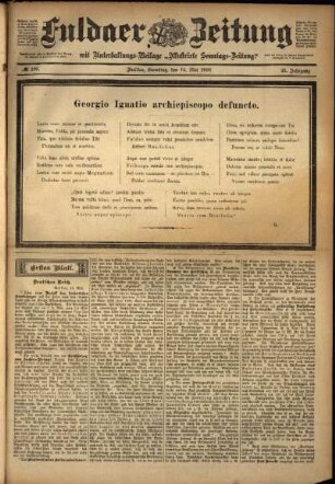 Erste Ausgabe vom Samstag, den 14. Mai 1898.