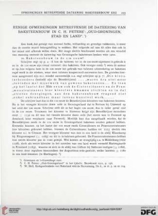 3.Ser. 4.1924: Eenige Opmerkingen betreffende de Dateering van Basteenbouw in C. H. Peters': "Oud -Groningen, Stad en Land"