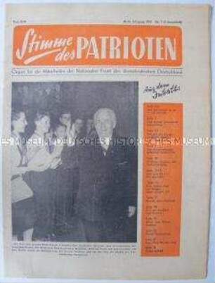 Funktionärszeitung der Nationalen Front "Stimme des Patrioten" u.a. zum Geburtstag von Wilhelm Pieck