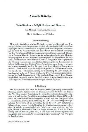 Bioindikation - Möglichkeiten und Grenzen