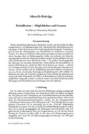 Bioindikation - Möglichkeiten und Grenzen