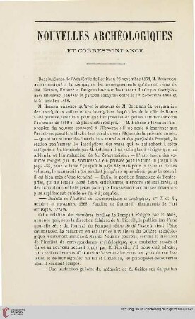 Nouvelles archéologiques et correspondance