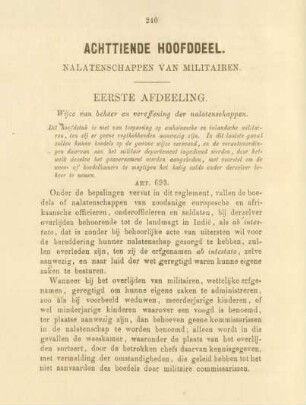 Eerste afdeeing. Wijze van beheer en vereffening der nalatenschappen