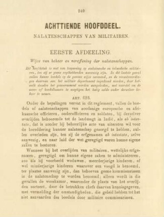 Eerste afdeeing. Wijze van beheer en vereffening der nalatenschappen