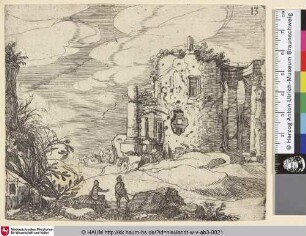 [Antike Tempelanlage; Antique Temple Surrounded by Columns; Twee ruïnes]