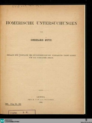 Homerische Untersuchungen