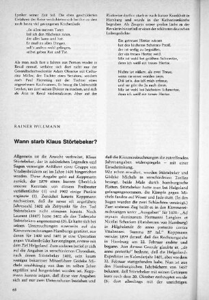 Wann starb Klaus Störtebeker?