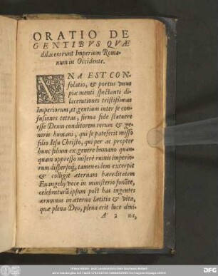 Oratio De Gentibus ...
