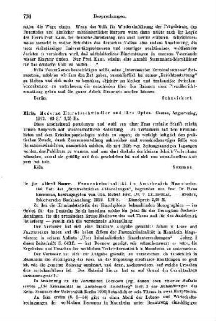 734-735, Alfred Sauer. Frauenkriminalität im Amtsbezirk Mannheim. 1912