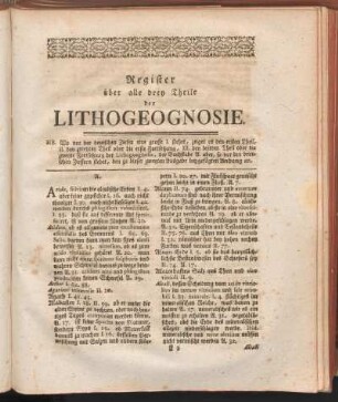 Register über alle drey Theile der Lithogeognosie